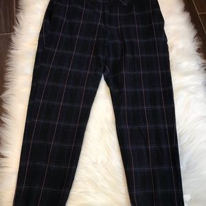J Jill Pants Size 12P Plaid Premium Bi-Stretch Trousers Gray Purple Blue Career